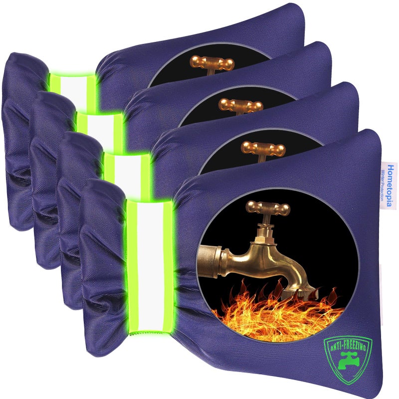 HOMETOPIA 4Pack Outdoor Faucet Covers for Winter - Pro 6.7""W x 8.3""H Outdoor Water Faucet Covers Socks for Winter Freeze Protection Pipe Insulation Reusable Waterproof Insulated Spigot backflow Cover,Blue - Image 1